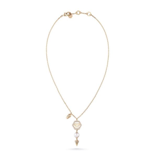 PHILIPP PLEIN SPIKED PEARLS BRACELET GOLD STAINLESS STEEL WITH CRYSTALS