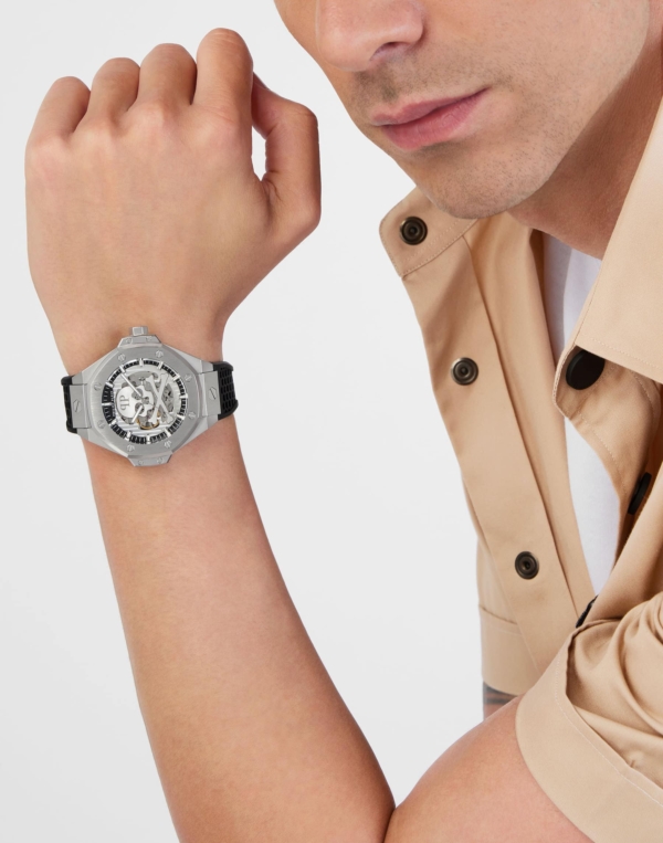 PHILIPP PLEIN SKELETON ROYAL BLACK SILICON STRAP