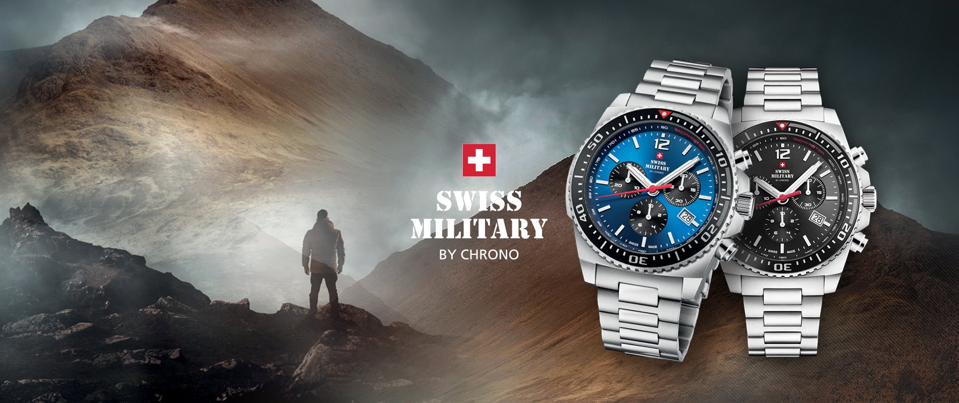 SWISS MILITARY BY CHRONO AUTOMATIC SPECIAL EDITION  TWO TONES STAINLESS STEEL BRACELET