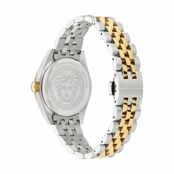 VERSACE V-CODE LADY TWO TONES STAINLESS STEEL BRACELET