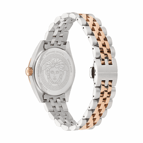 VERSACE V-CODE LADY TWO TONES STAINLESS STEEL BRACELET