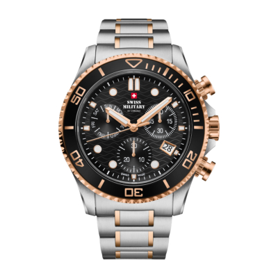 SWISS MILITARY BY CHRONO CHRONOGRAPH TWO TONE STAINLESS STEEL BRACELET