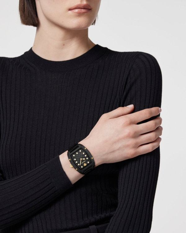 VERSACE DOMINUS LADY ECO CERAMIC BLACK RUBBER STRAP