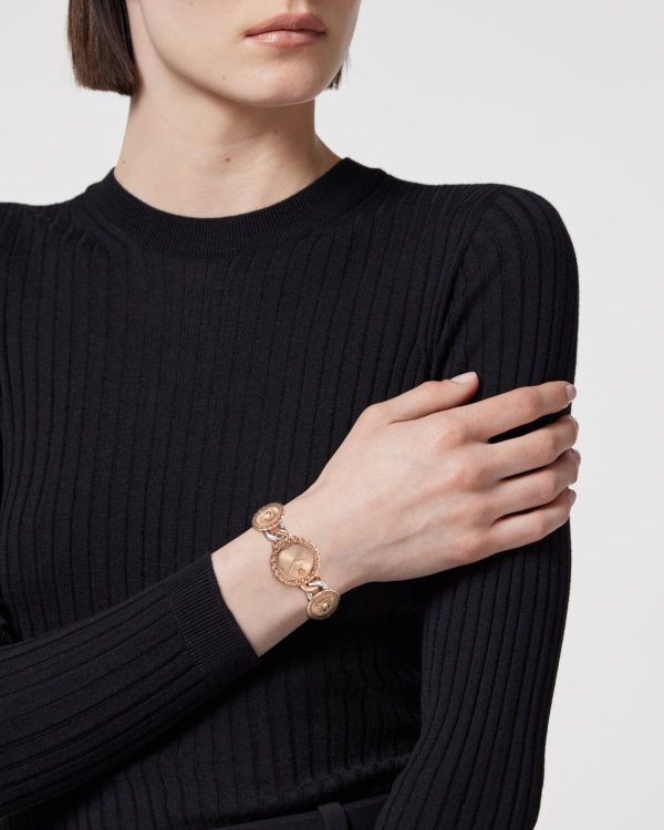 VERSACE LA GRECA STUD ICON TWO TONES STAINLESS STEEL BRACELET