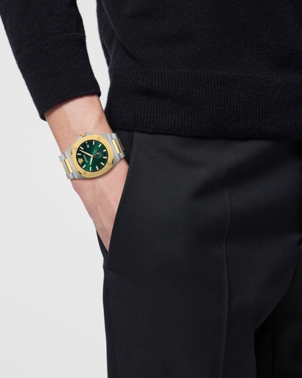 VERSACE TOLOMEO TWO TONES STAINLESS STEEL BRACELET