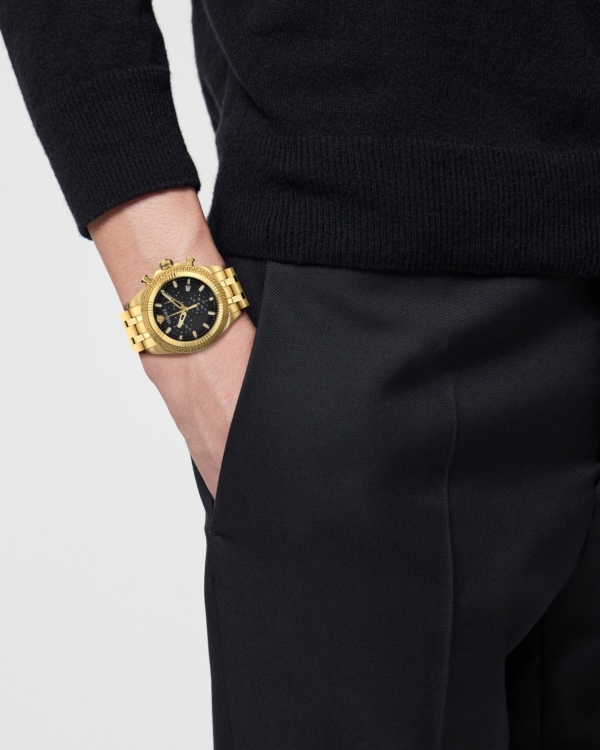 VERSACE VORNAX CHRONO GOLD STAINLESS STEEL BRACELET