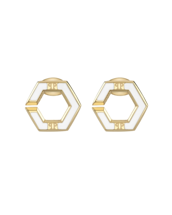 PHILIPP PLEIN LEGACY EARRINGS GOLD STAINLESS STEEL WITH WHITE CRYSTALS