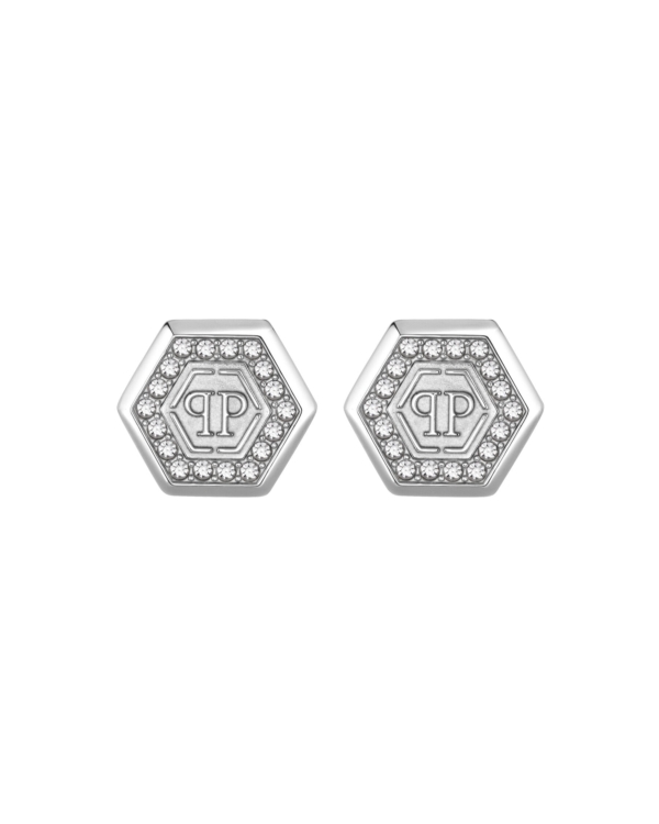 PHILIPP PLEIN LEGACY EARRINGS GOLD STAINLESS STEEL WITH WHITE CRYSTALS