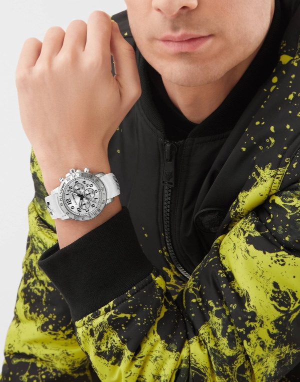 PLEIN SPORT CHRONORACE STAINLESS STEEL WHITE SILICON STRAP