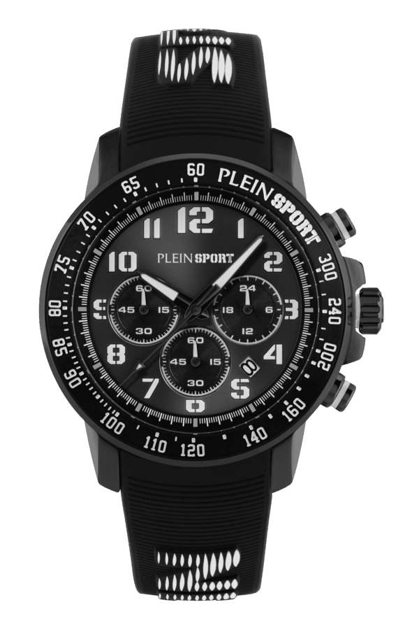 PLEIN SPORT CHRONORACE BLACK STAINLESS STEEL BLACK SILICON STRAP
