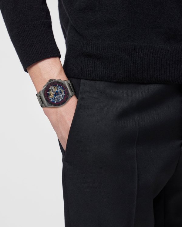 VERSACE GRECA EXTREME CHRONO SKELETON GUN METAL BRACELET, LIMITED EDITION