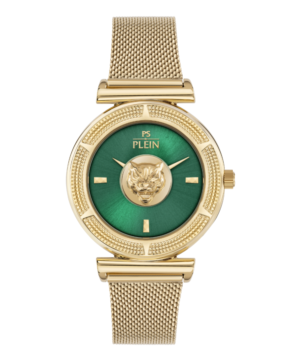 PLEIN SPORT OPIUM MIRAGE 38MM GREEN DIAL WITH GOLD STAINLESS STEEL BRACELET