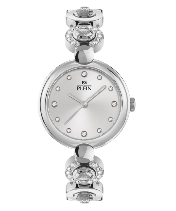 PLEIN SPORT REBEL 32MM WHITE SILVER CRYSTAL DIAL WITH STAINLESS STEEL BRACELET