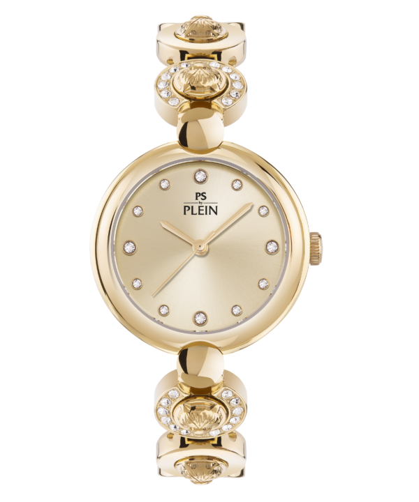 PLEIN SPORT REBEL 32MM CHAMPAGNE CRYSTAL DIAL WITH GOLD STAINLESS STEEL BRACELET