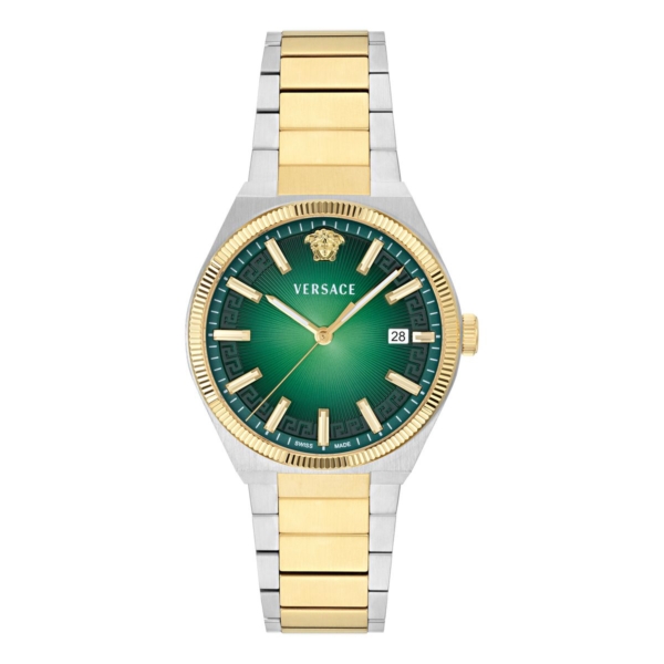 VERSACE V_LEO 39MM GREEN VANISHED DIAL WITH TWO TONES STAINLESS STEEL BRACELET