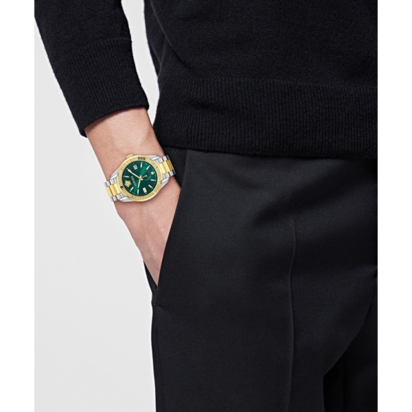 VERSACE APODIS 41MM GREEN SUNRAY DIAL WITH TWO TONES STAINLESS STEEL BRACELET