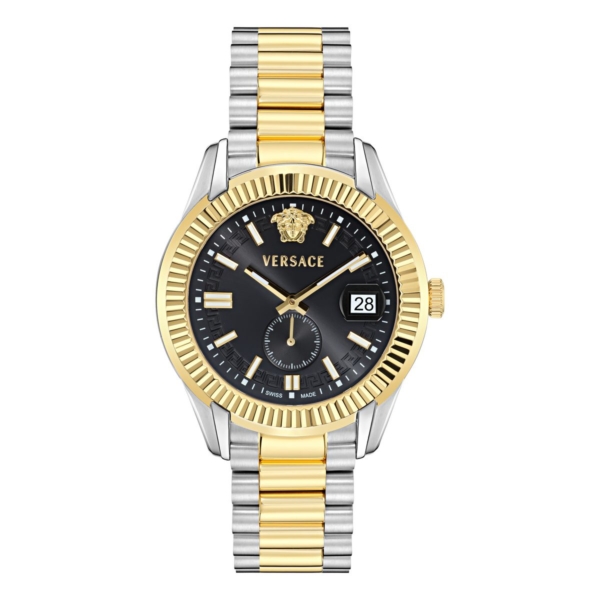 VERSACE APODIS 41MM BLACK SUNRAY DIAL WITH TWO TONES STAINLESS STEEL BRACELET