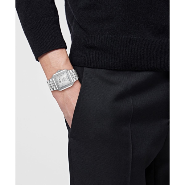 VERSACE GRECA EDGE GENT 38X49.5MM SILVER GUILLOCHE DIAL WITH STAINLESS STEEL BRACELET
