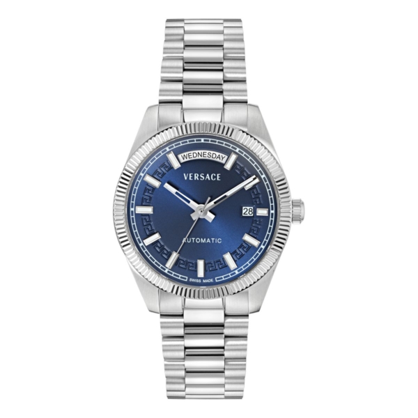 VERSACE MILLENYIUM AUTOMATIC 40MM BLUE SUNRAY DIAL WITH STAINLESS STEEL BRACELET