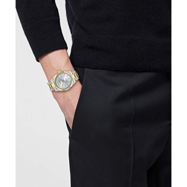 VERSACE MILLENYIUM AUTOMATIC 40MM WHITE SILVER SUNRAY DIAL WITH TWO TONES STAINLESS STEEL BRACELET