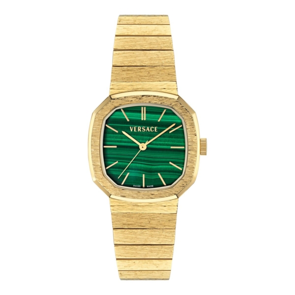 VERSACE V_ARCADIS 32MM MALACHITE STONE DIAL WITH GOLD STAINLESS STEEL BRACELET