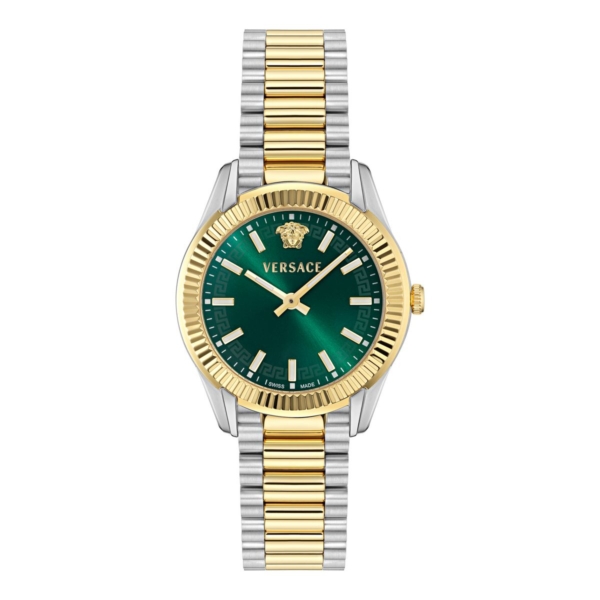 VERSACE APODIS LADY 34MM GREEN SUNRAY DIAL WITH TWO TONES STAINLESS STEEL BRACELET
